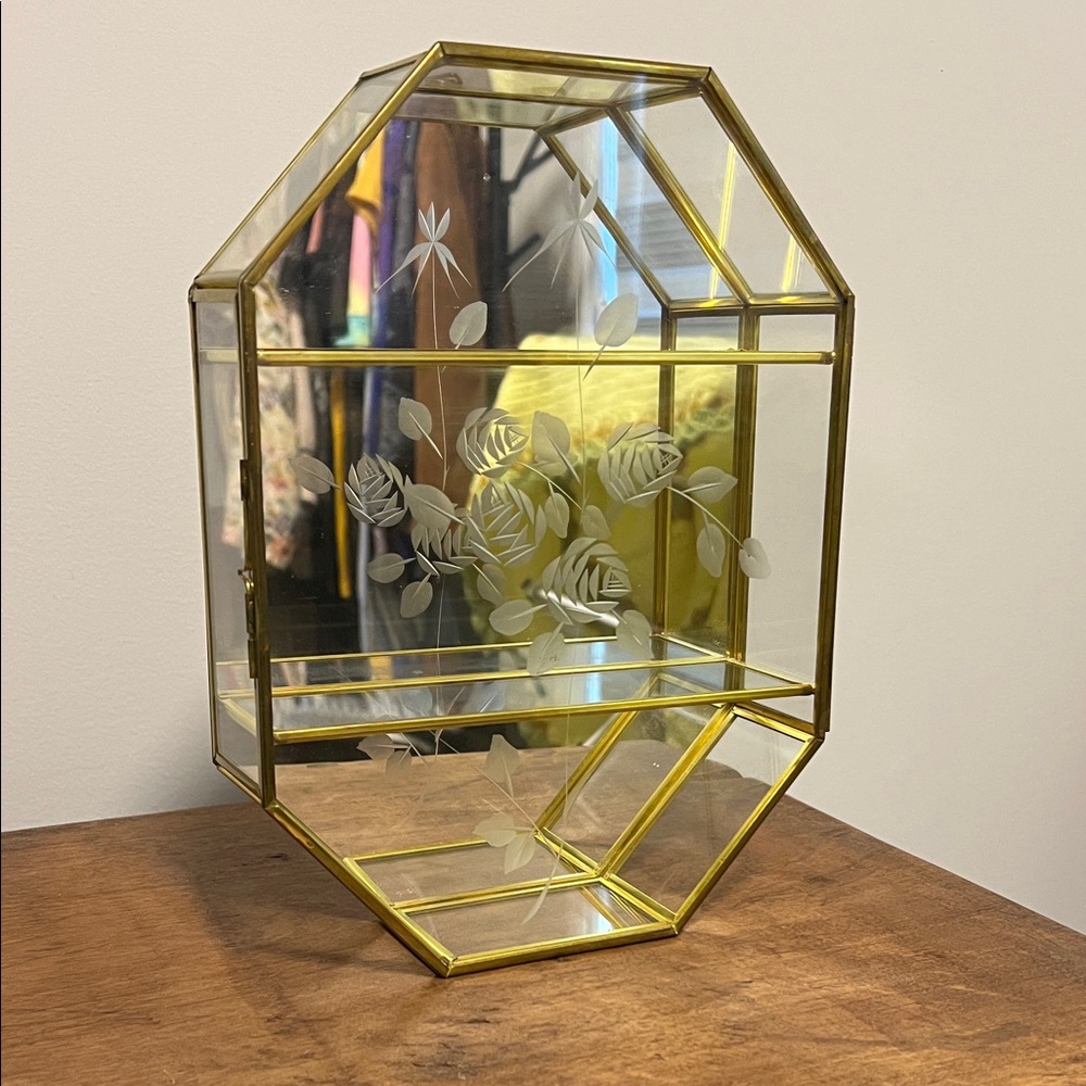 Gold Geometric Glass Display Case